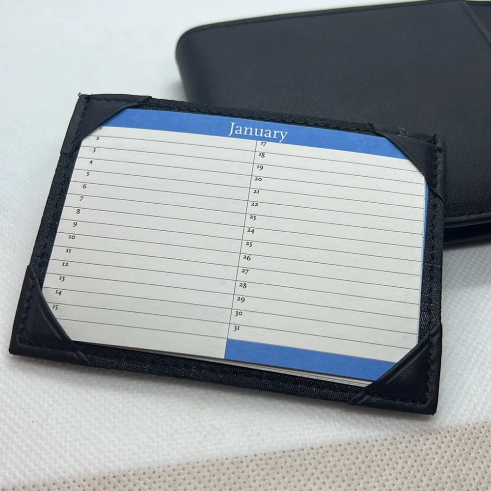 Perry Ellis Black Bi-Fold Soft Leather Wallet Pocket Planner - 10 Card Pockets